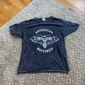 Antisocial Butterfly Graphic Short Sleeve Tee - Black
